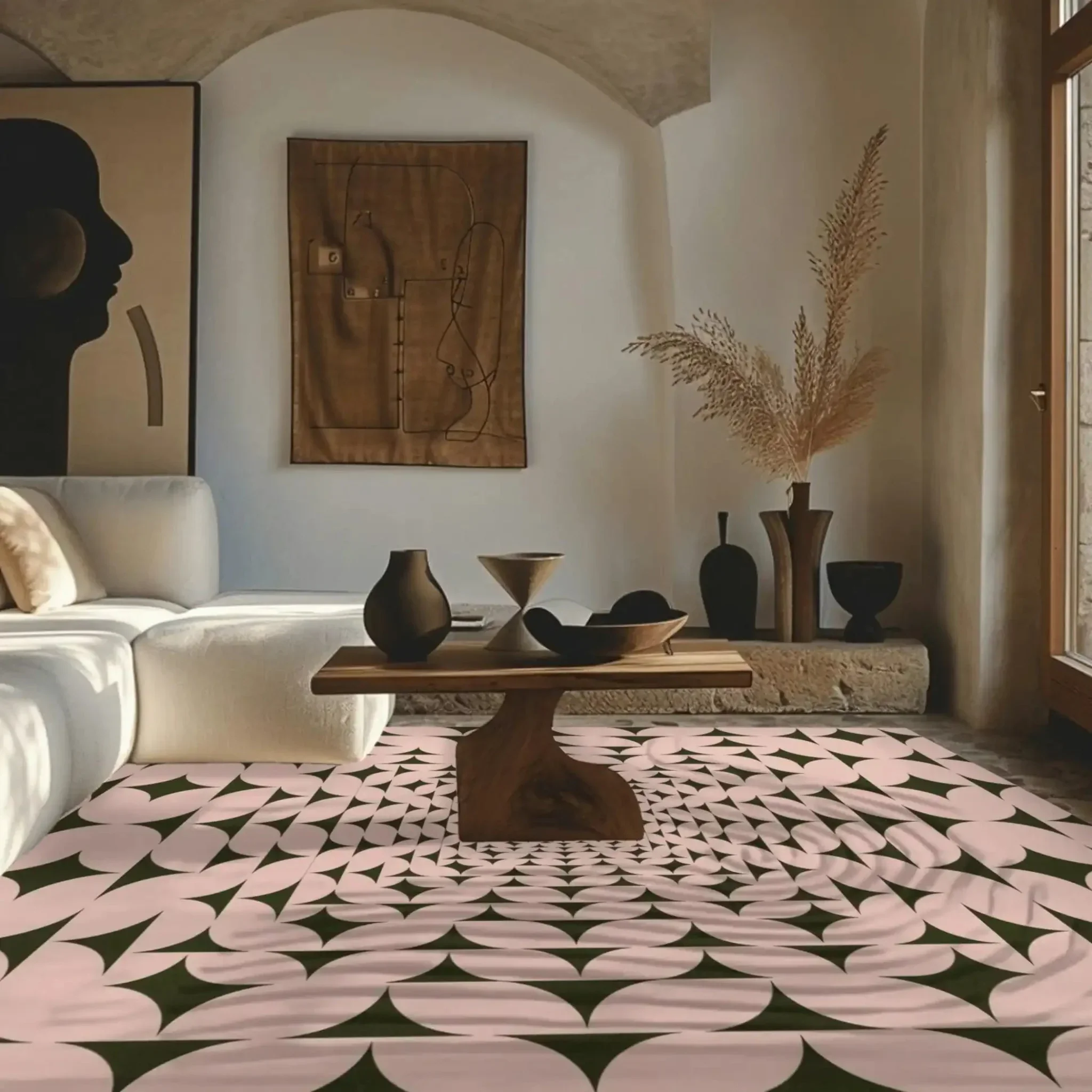 Pastel Olive Green Illusion Hand Tufted Wool Rug - Image 4