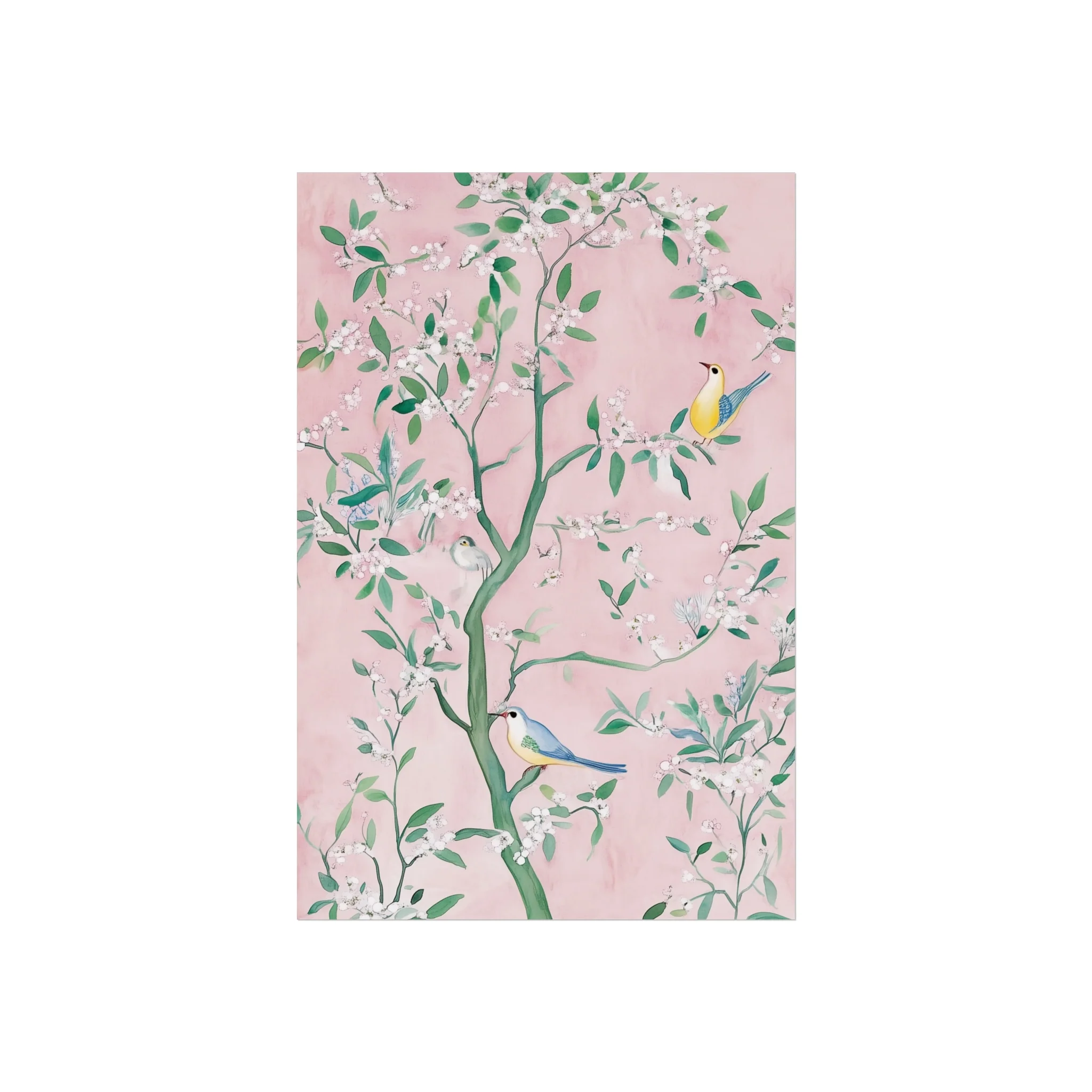 Pastel Pink Chinoiserie Birds on Tree Scene III Fine Art Poster - Image 11