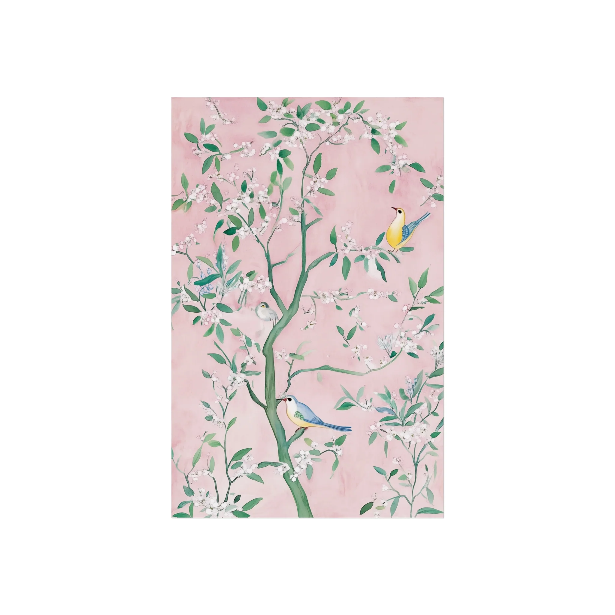 Pastel Pink Chinoiserie Birds on Tree Scene III Fine Art Poster - Image 12