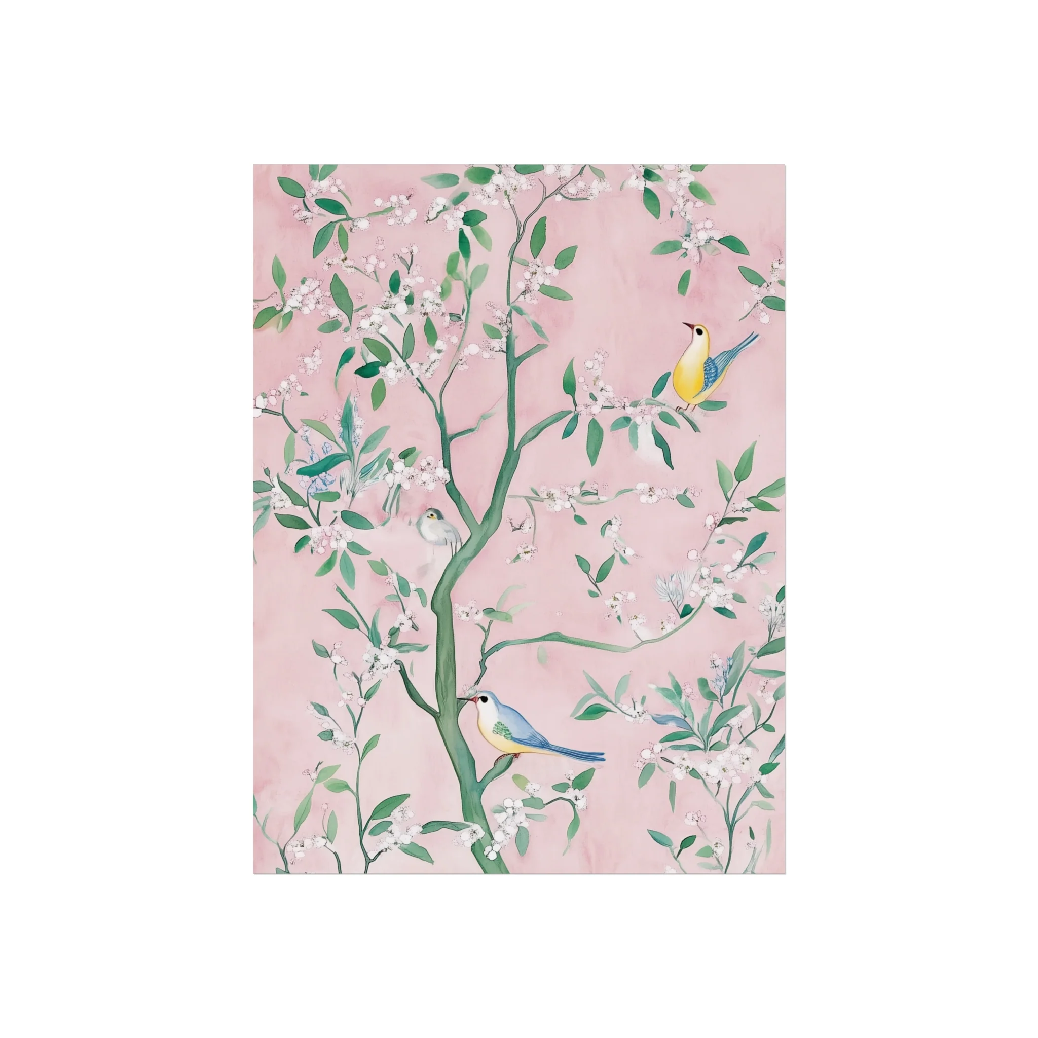 Pastel Pink Chinoiserie Birds on Tree Scene III Fine Art Poster - Image 13