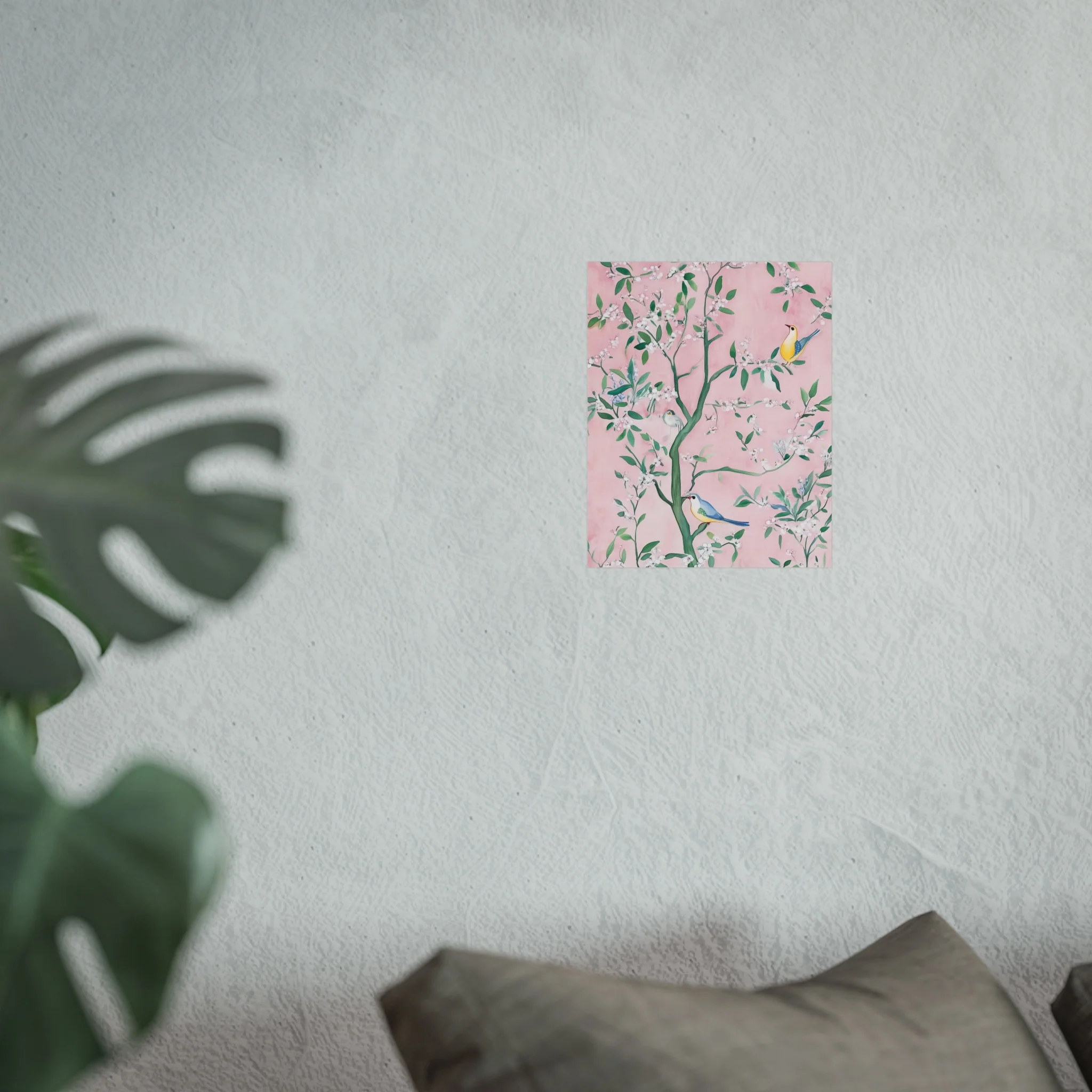 Pastel Pink Chinoiserie Birds on Tree Scene III Fine Art Poster - Image 17