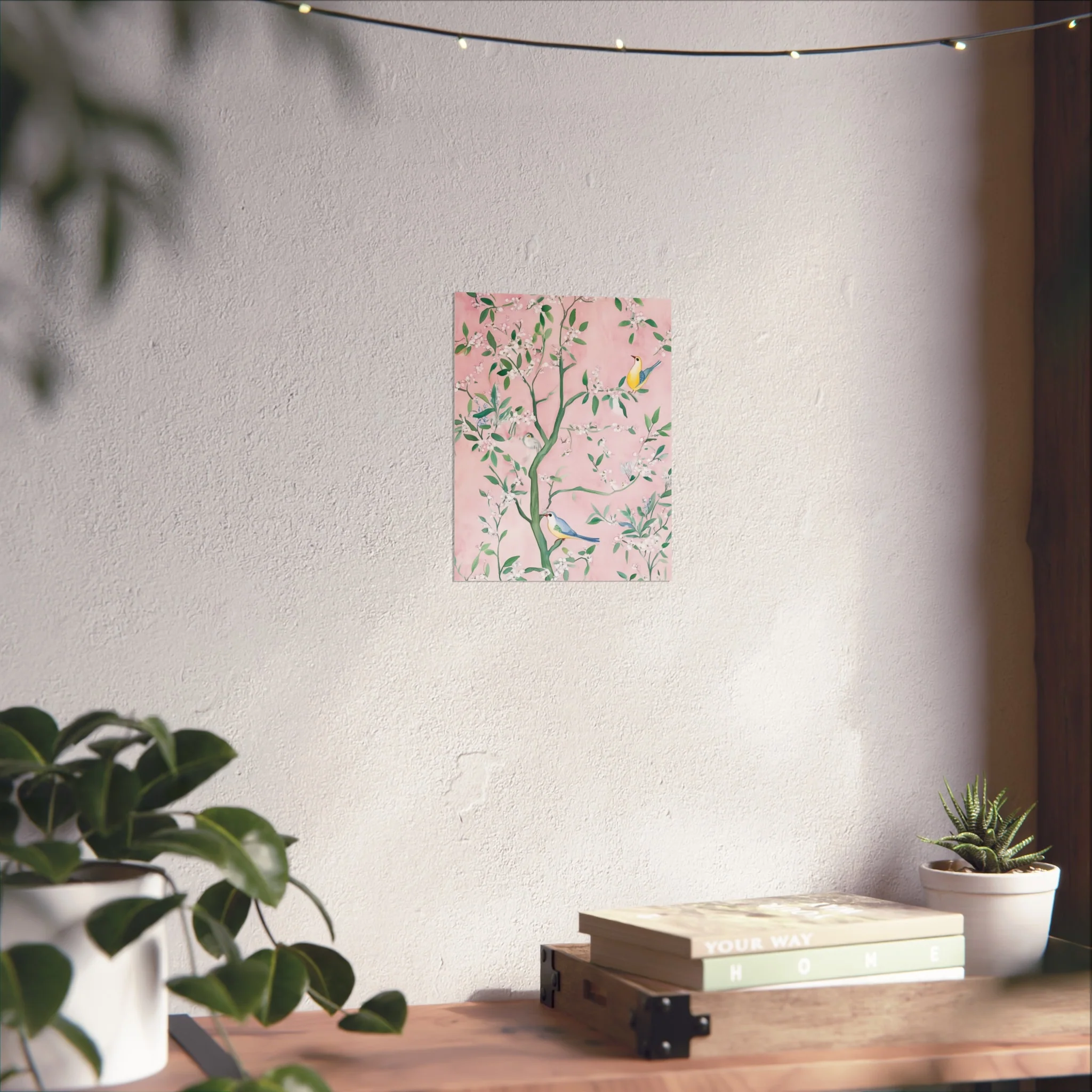 Pastel Pink Chinoiserie Birds on Tree Scene III Fine Art Poster - Image 18