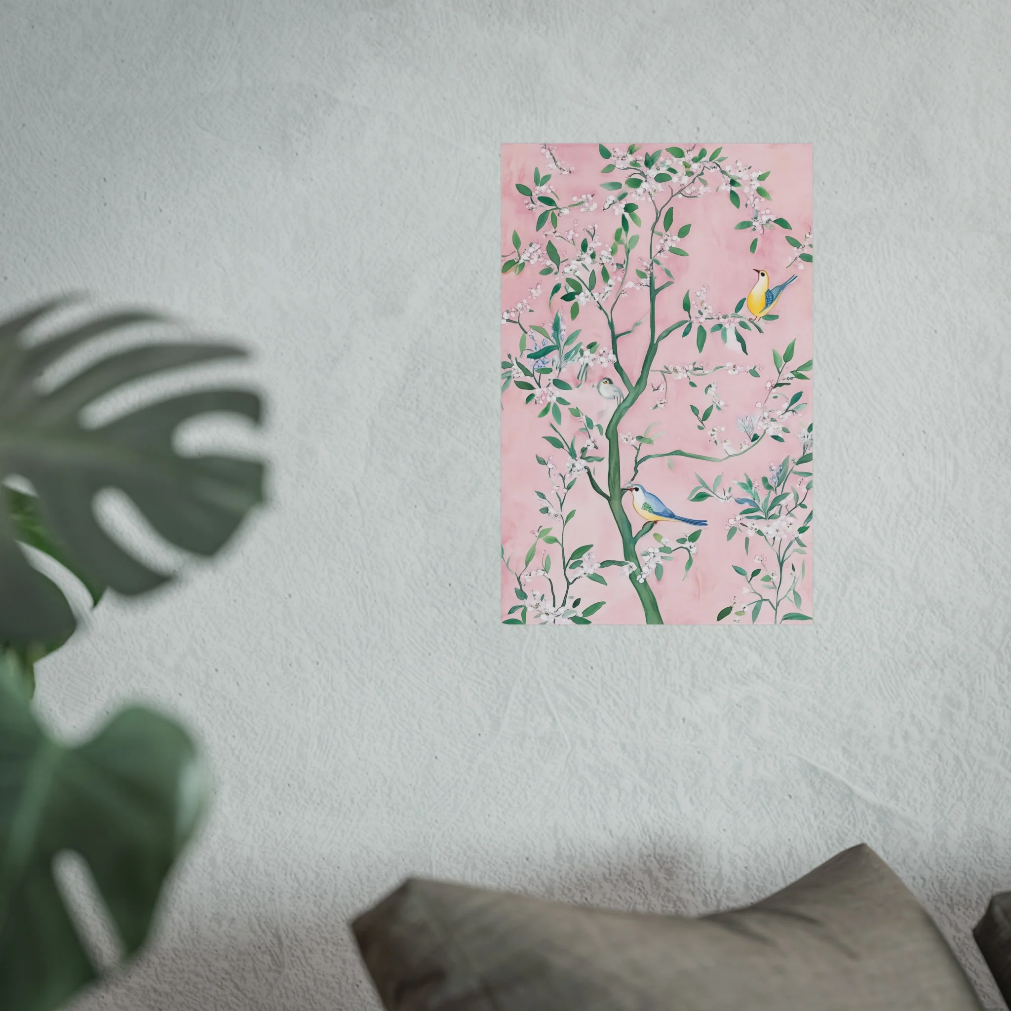 Pastel Pink Chinoiserie Birds on Tree Scene III Fine Art Poster - Image 25