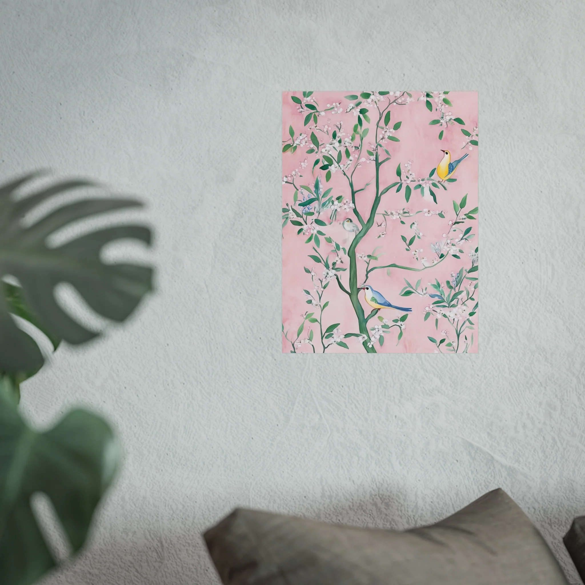 Pastel Pink Chinoiserie Birds on Tree Scene III Fine Art Poster - Image 27