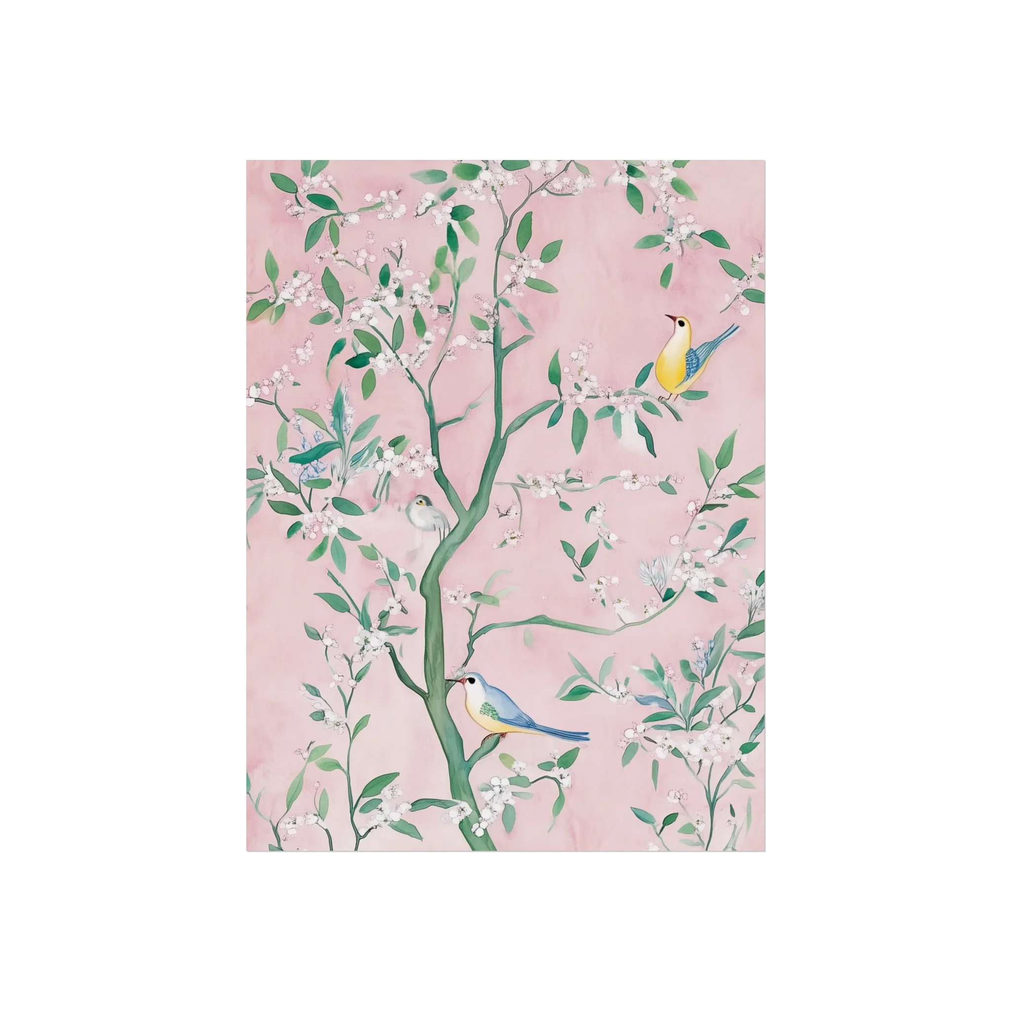 Pastel Pink Chinoiserie Birds on Tree Scene III Fine Art Poster - Image 6
