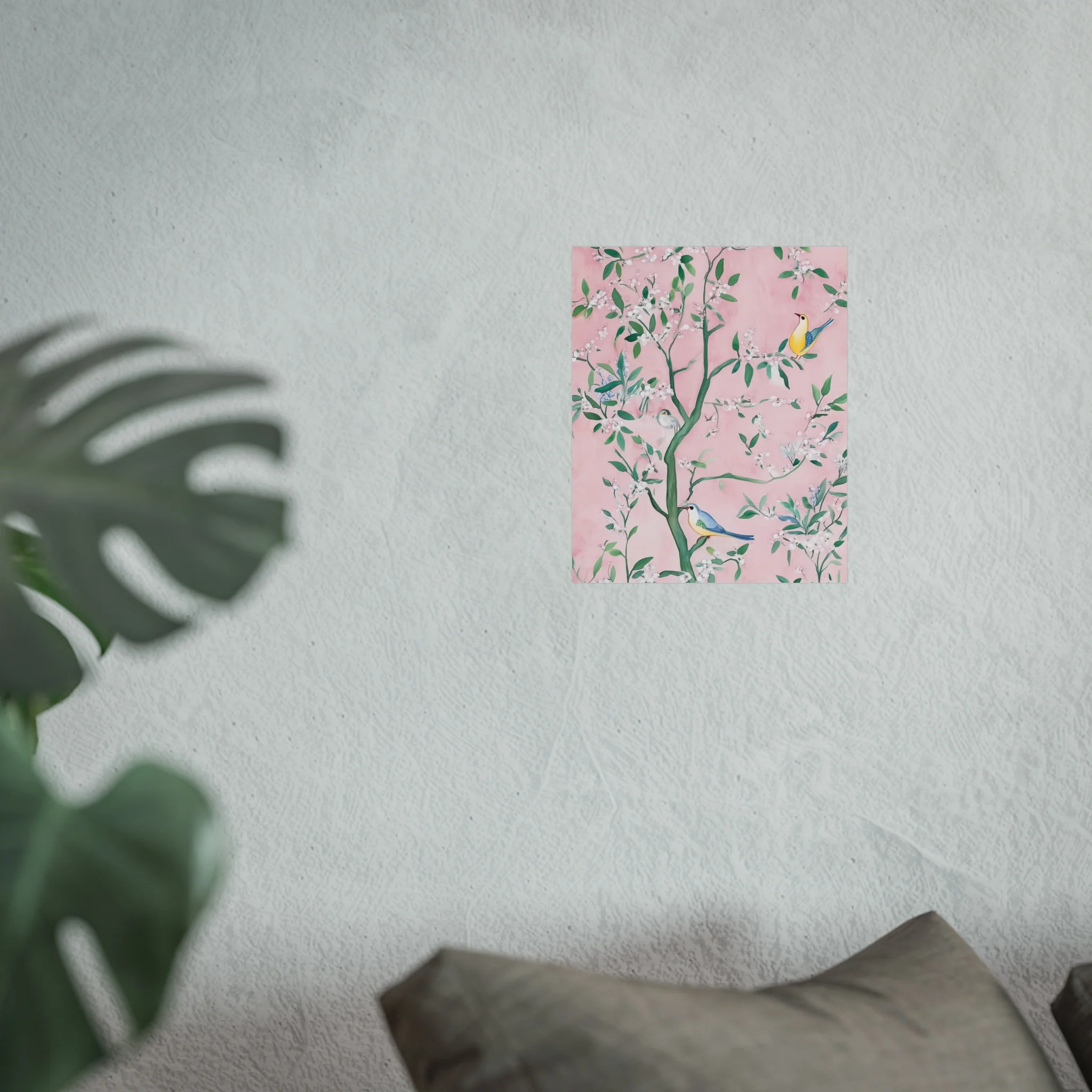 Pastel Pink Chinoiserie Birds on Tree Scene II Fine Art Poster - Image 21