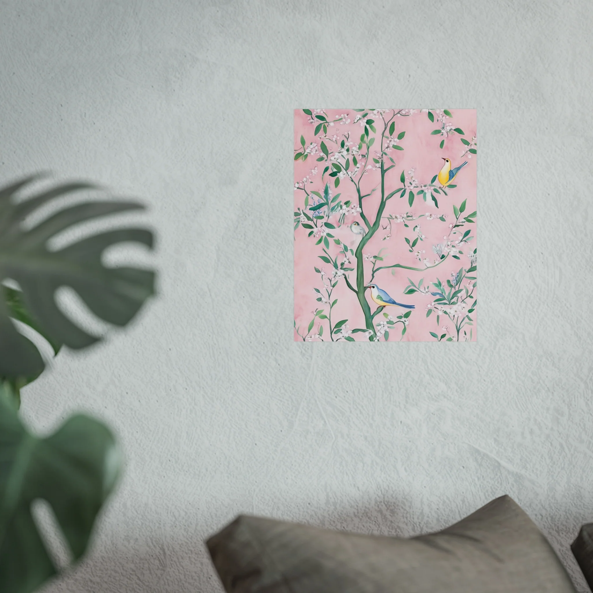 Pastel Pink Chinoiserie Birds on Tree Scene II Fine Art Poster - Image 23