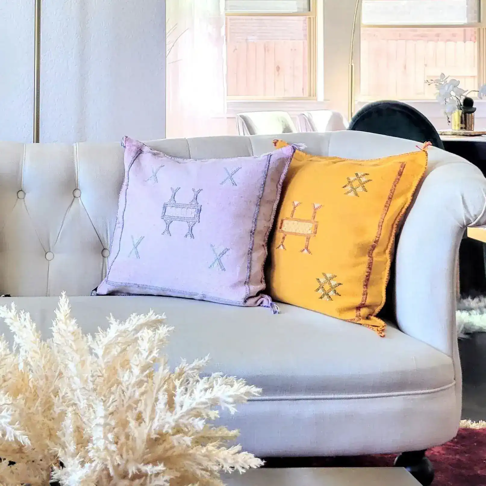 Pastel Pink Handwoven Cactus Silk Pillow Cover - Image 2