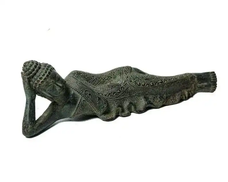 Patina Bronze Reclining Buddha Statue - Image 4
