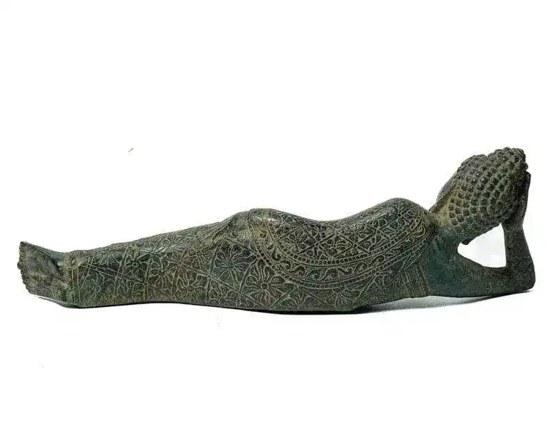 Patina Bronze Reclining Buddha Statue - Image 5