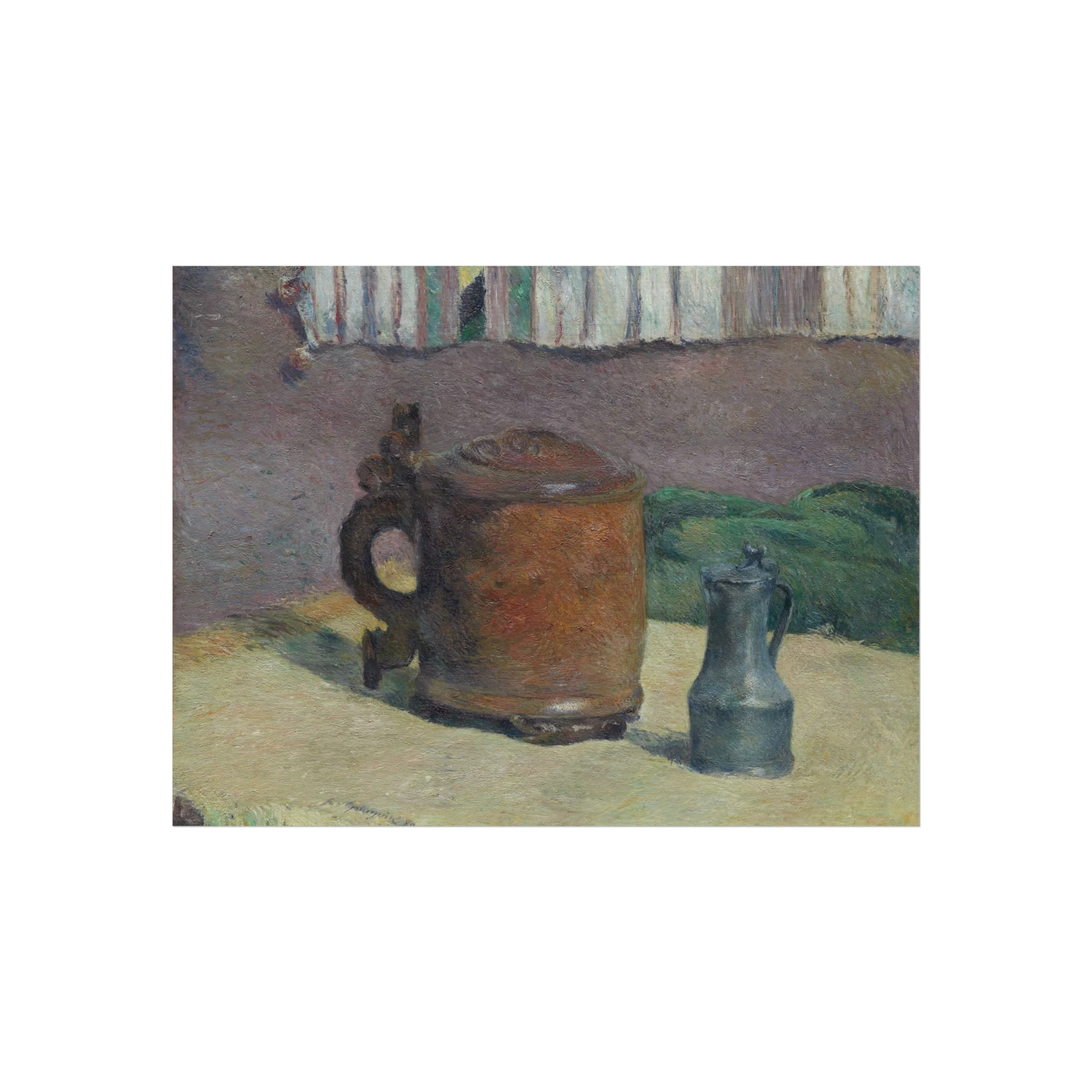 Paul Gauguin - Still Life Wood Tankard and Metal Pitcher | Fine Art Poster - Image 3