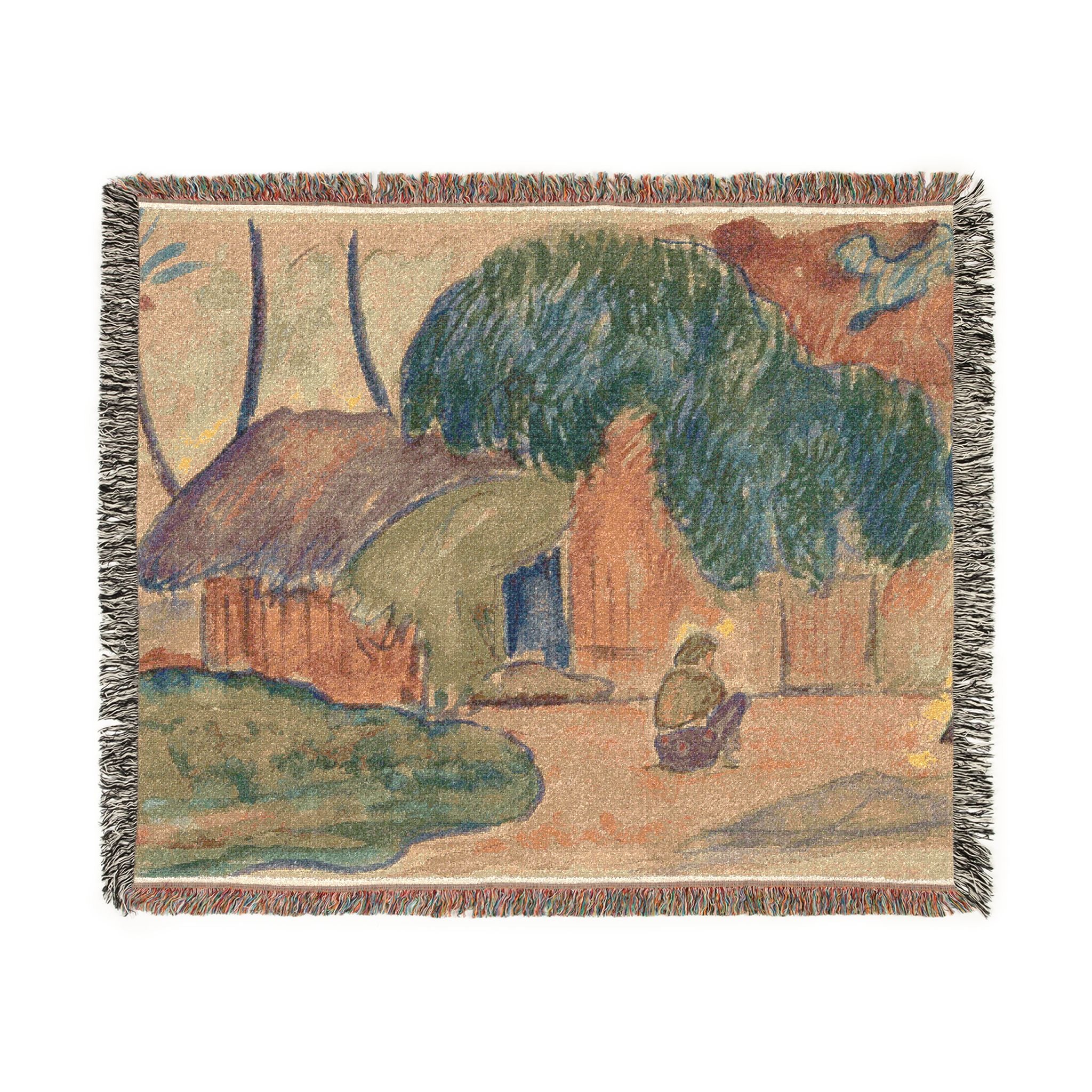 Paul Gauguin - Tahitian Hut | Woven Tapestry Blanket - Image 2