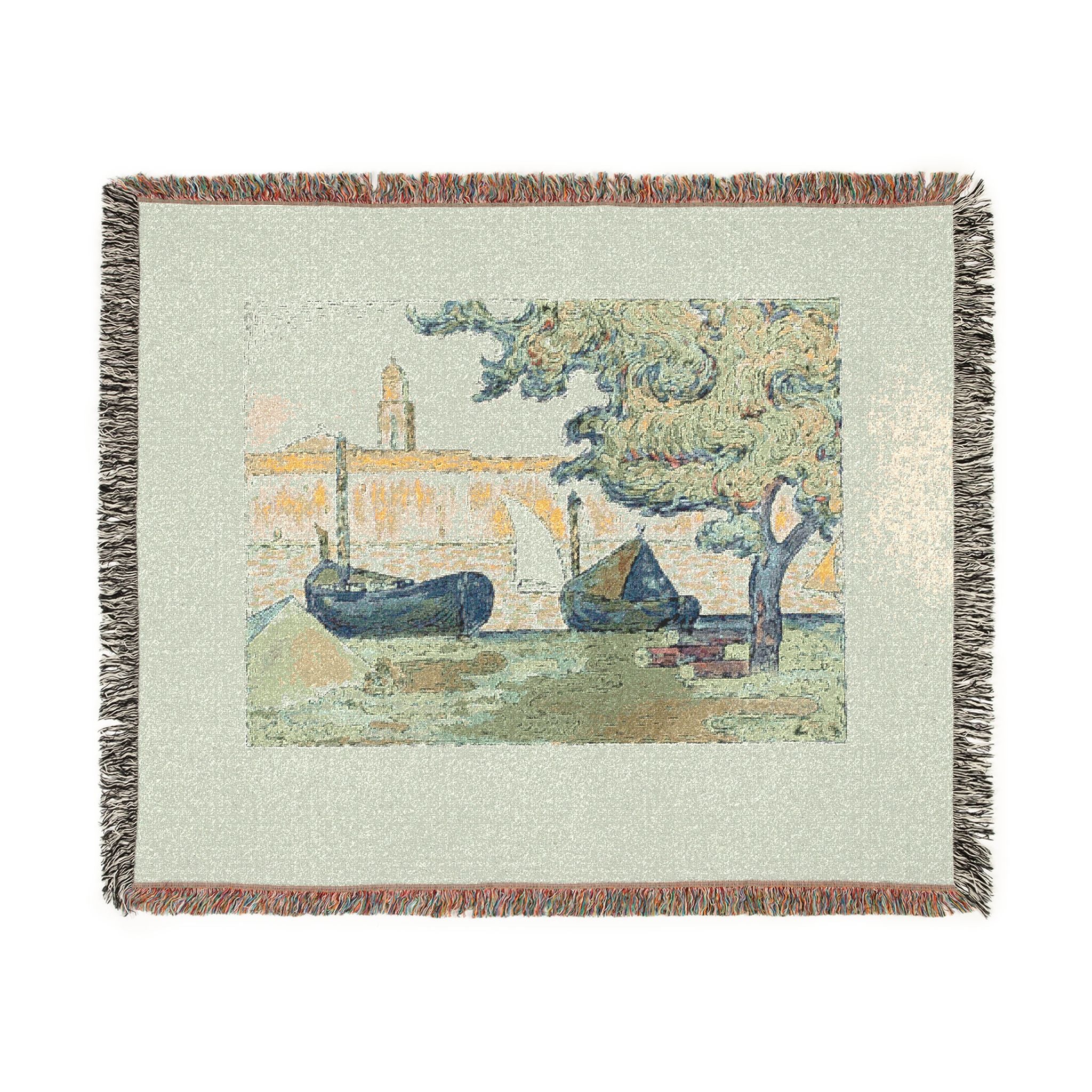 Paul Signac - The Port of St. Tropez II, from the seventh album of L'Estampe originale | Woven Tapestry Blanket - Image 2