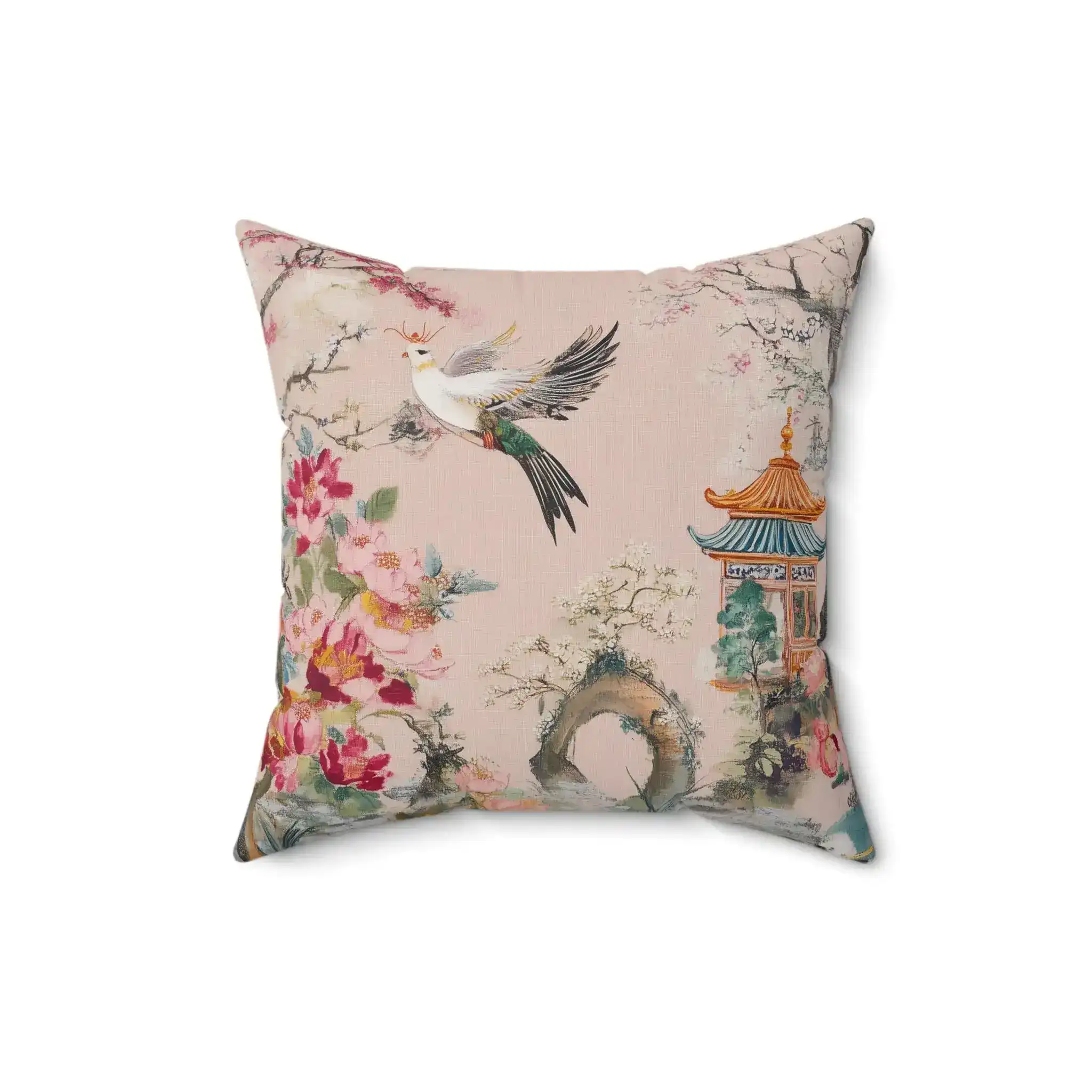 Peach Blossom Serenity Throw Pillow - Image 2