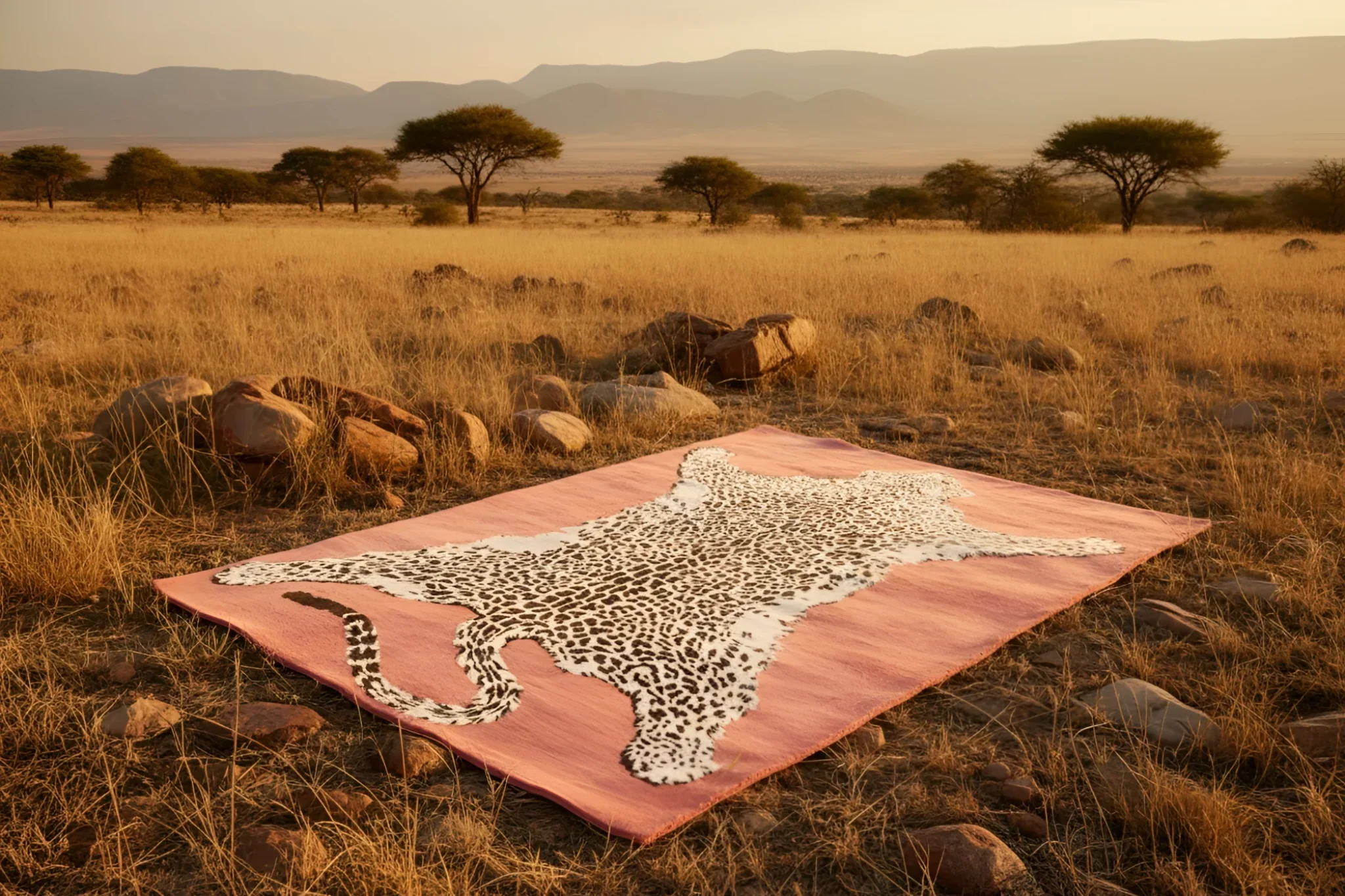 Peachy Leopard Hand Tufted Wool Rug - Image 3