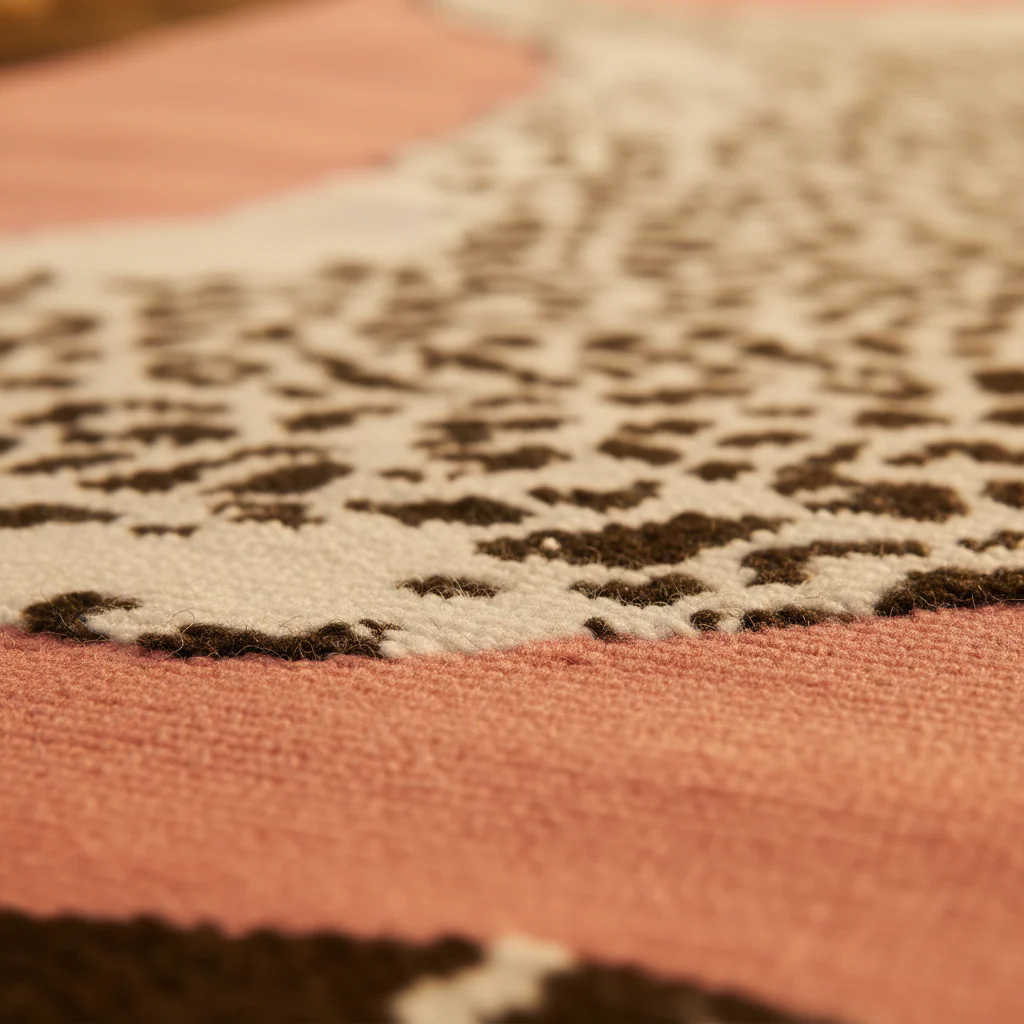 Peachy Leopard Hand Tufted Wool Rug - Image 4