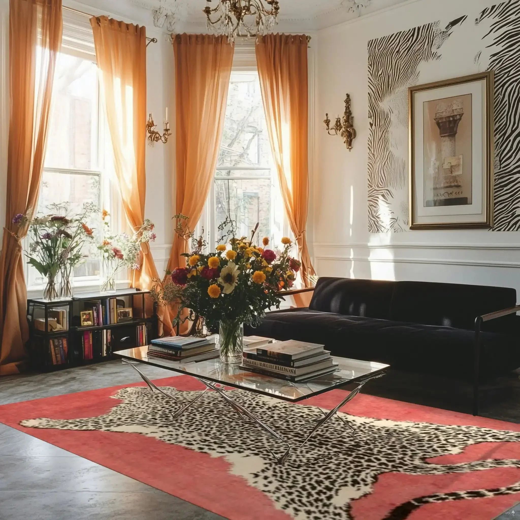 Peachy Leopard Hand Tufted Wool Rug - Image 5
