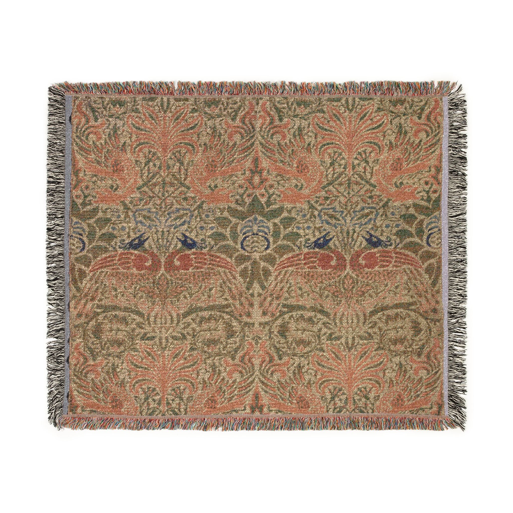 peacock-and-dragon-william-morris | Woven Tapestry Blanket - Image 2