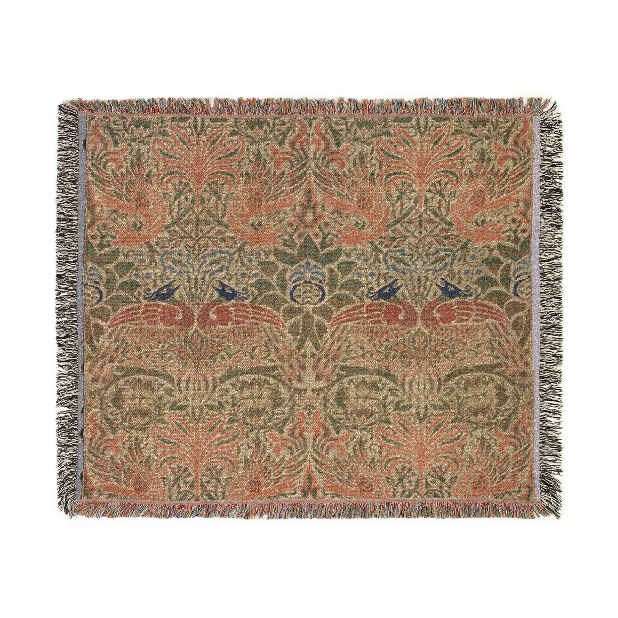 Peacock and Dragon Woven Throw Blanket