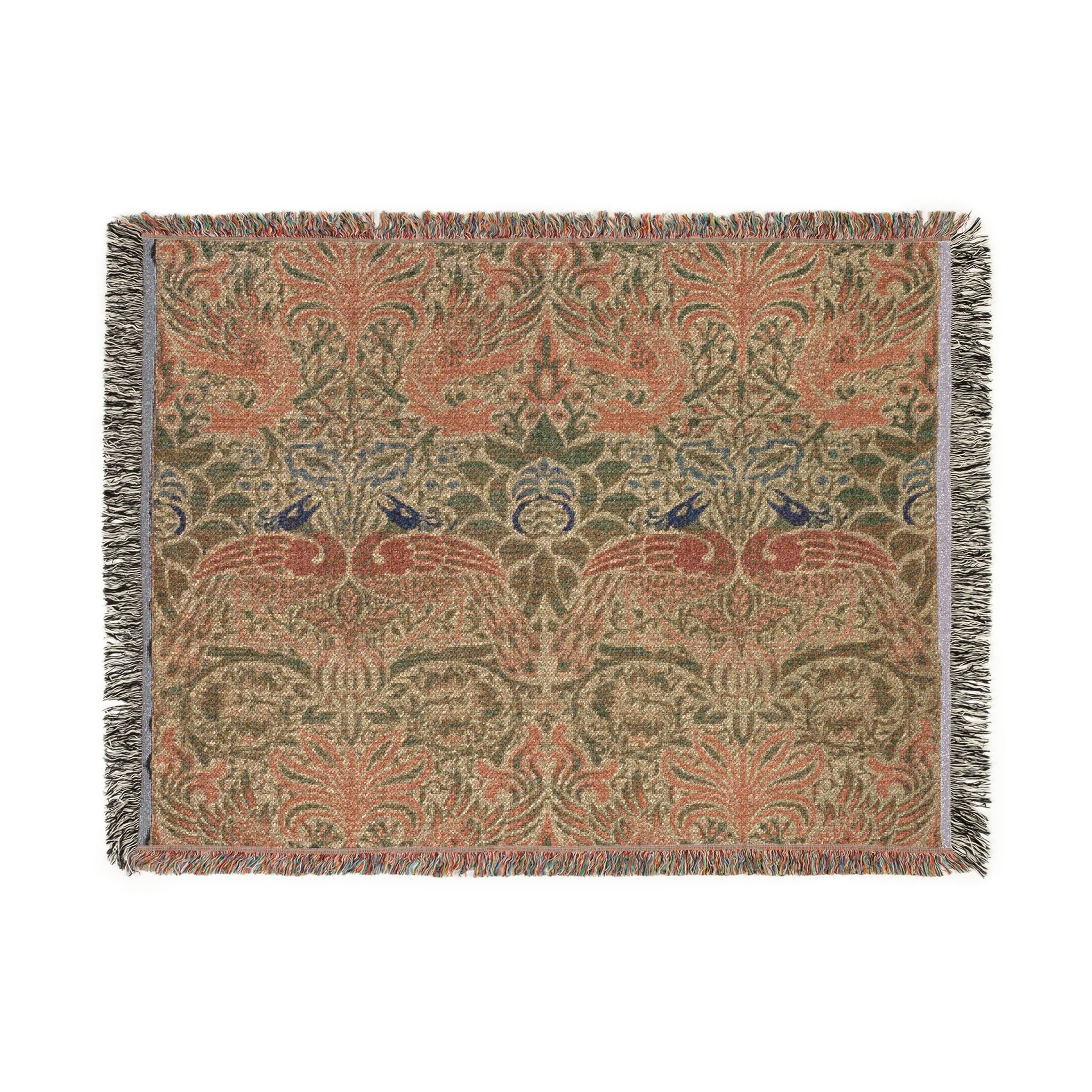 Peacock and Dragon Woven Throw Blanket - Image 6