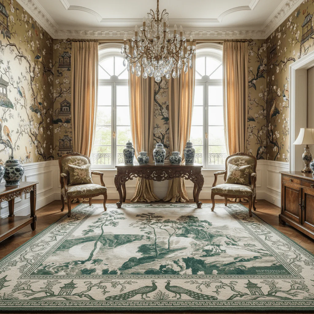 Peacock Dream Hand Tufted Wool Rug - Image 3
