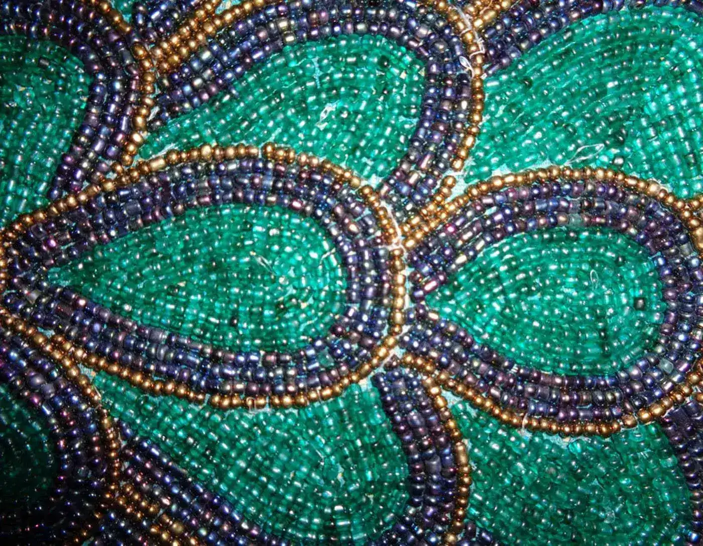 Peacock Wing Beaded Table Runner - Green and Blue - Image 2