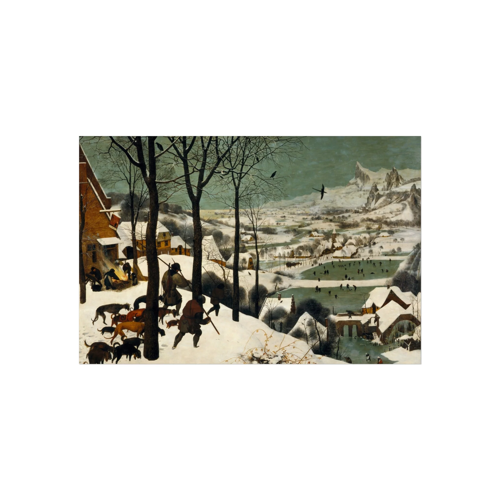 Pieter Bruegel the Elder - Hunters in the Snow (Winter) - Google Art Project | Fine Art Poster - Image 4