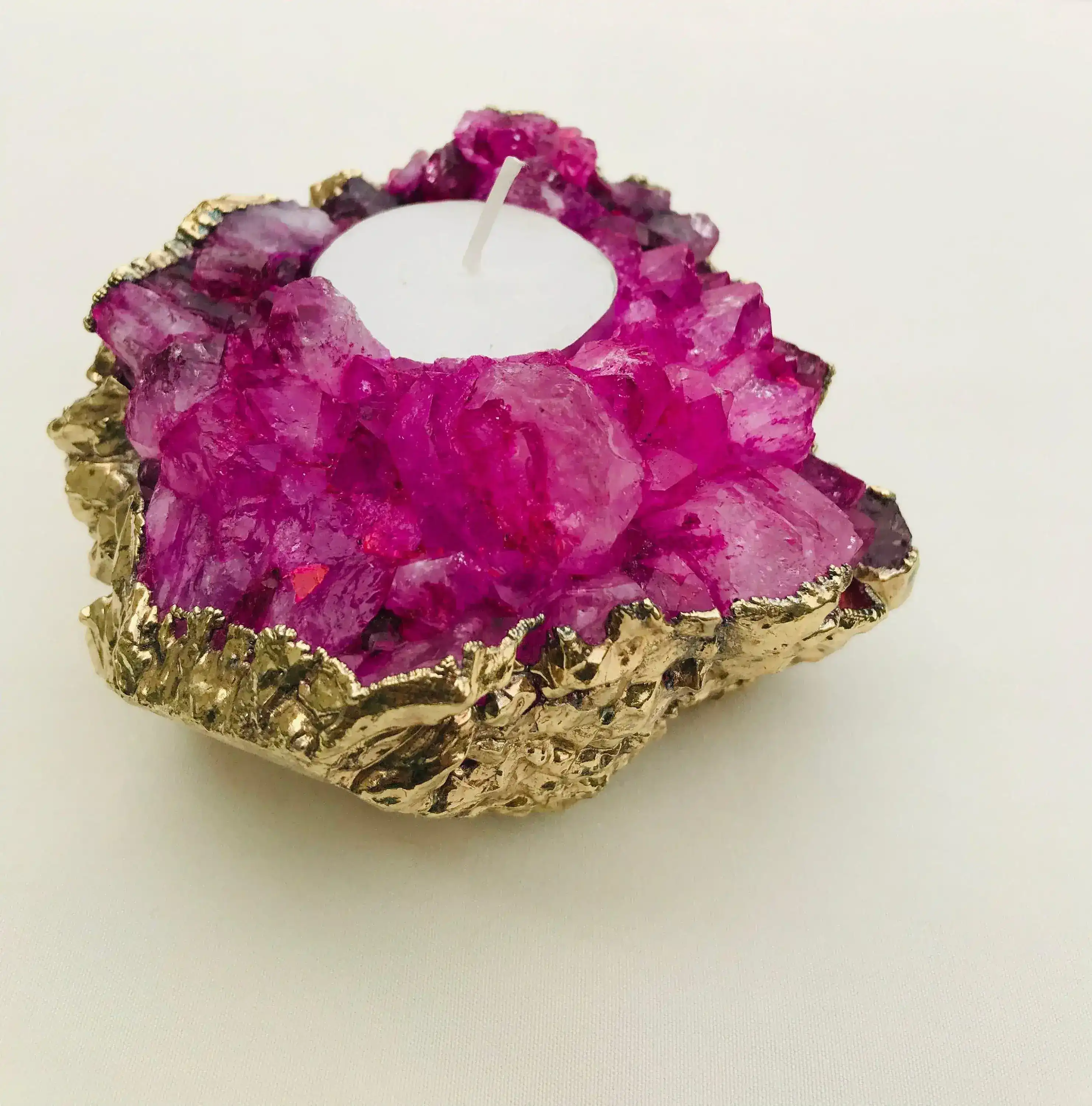 Pink Agate Gemstone Taper Candle Holder - Image 2