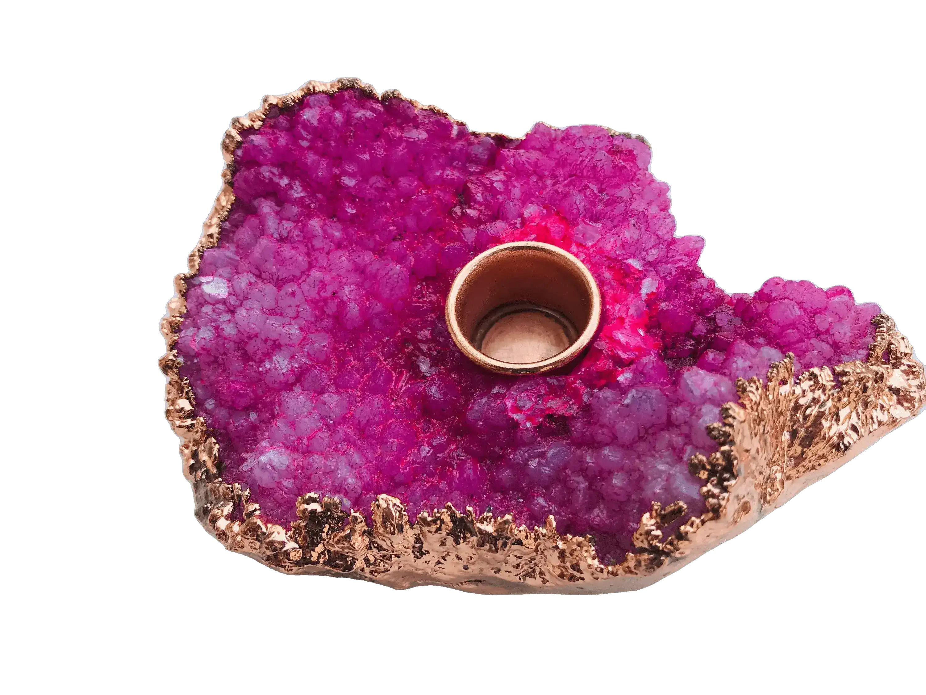 Pink Agate Gemstone Taper Candle Holder - Image 2
