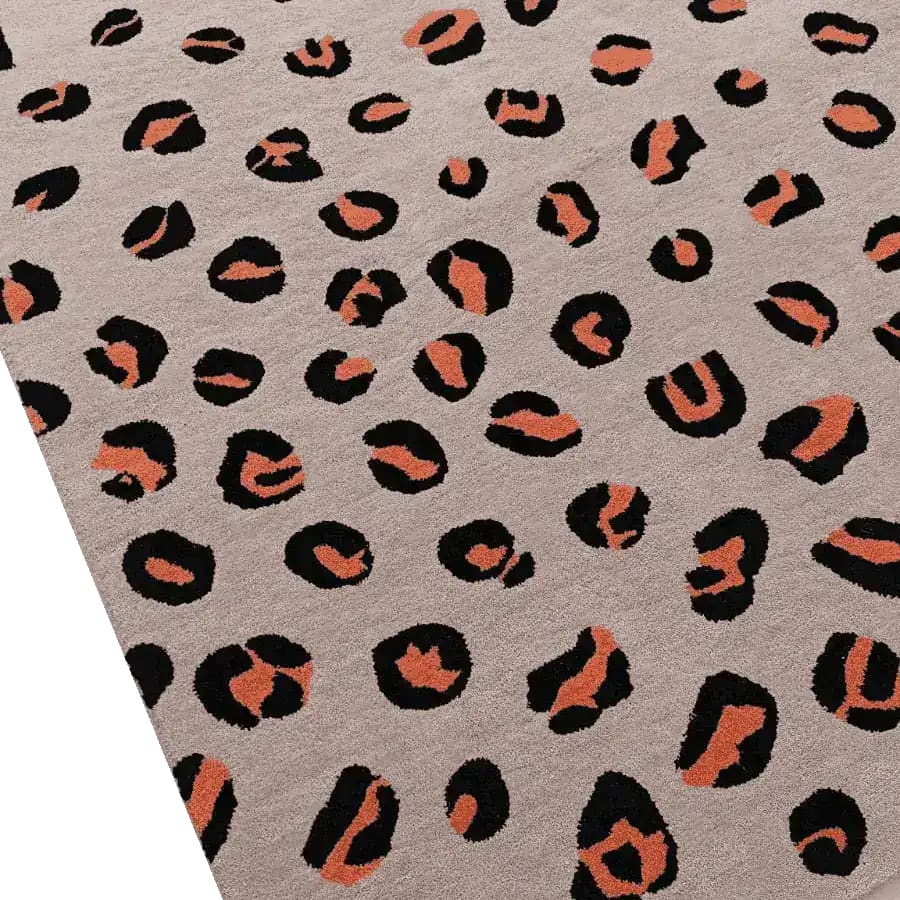 Pink and Black Leopard Print Hand Tufted Wool Rug - Image 6