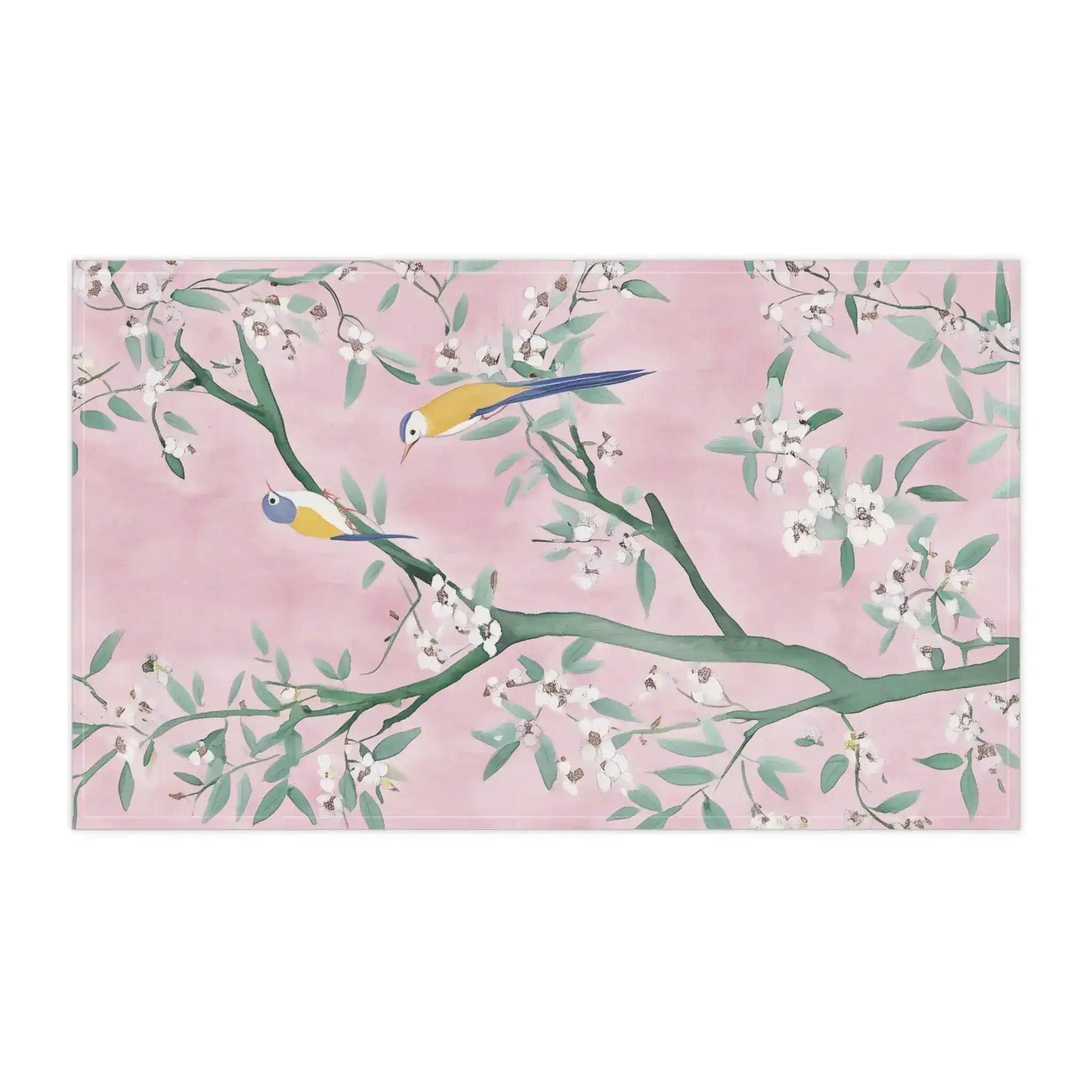 Pink Blossom Birds Kitchen Towel - Image 2