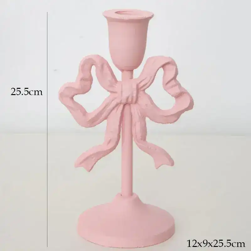 Pink Bow Knot Iron Candlestick Holder - Image 10