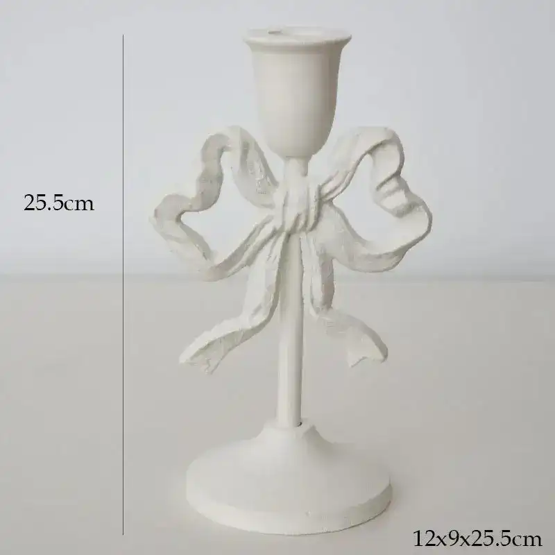 Pink Bow Knot Iron Candlestick Holder - Image 12