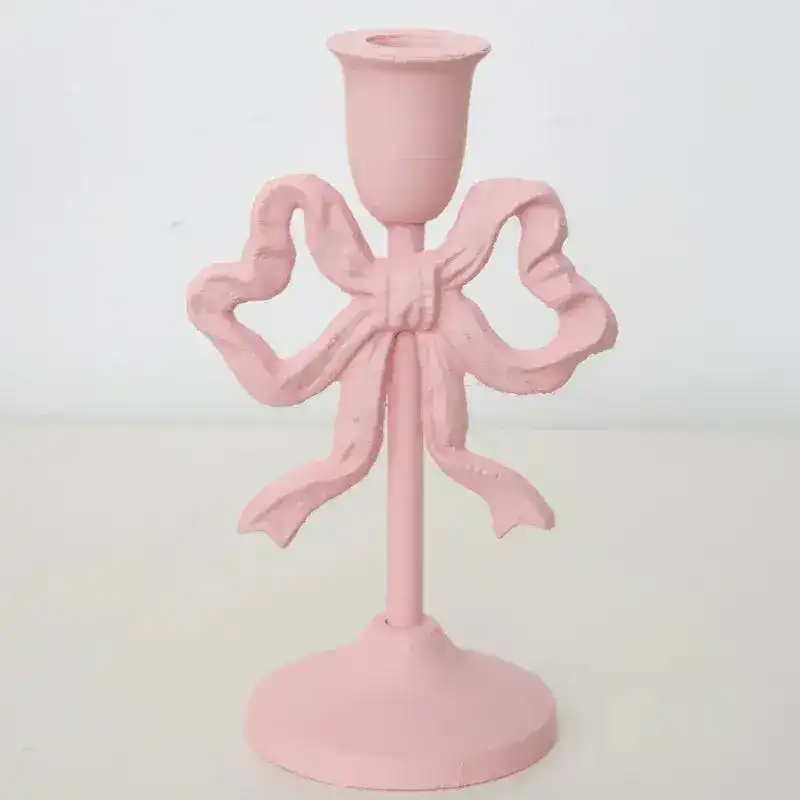 Pink Bow Knot Iron Candlestick Holder - Image 5