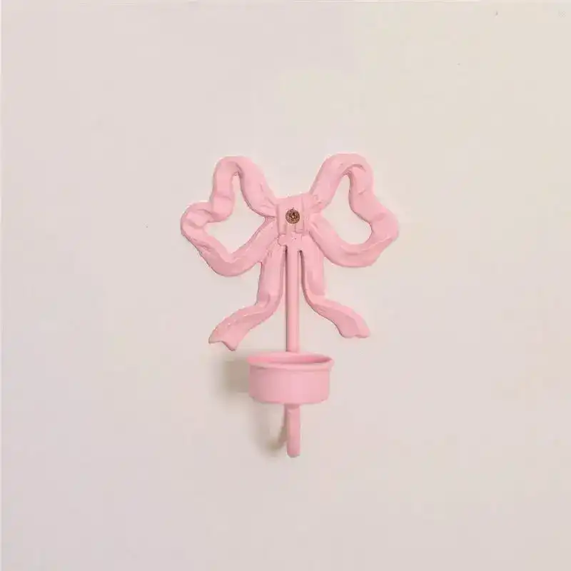 Pink Bow Wall Candlestick Holder