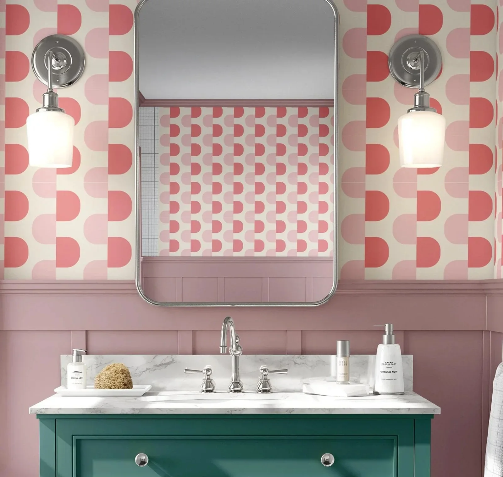 Pink Geometric Nursery Wallpaper