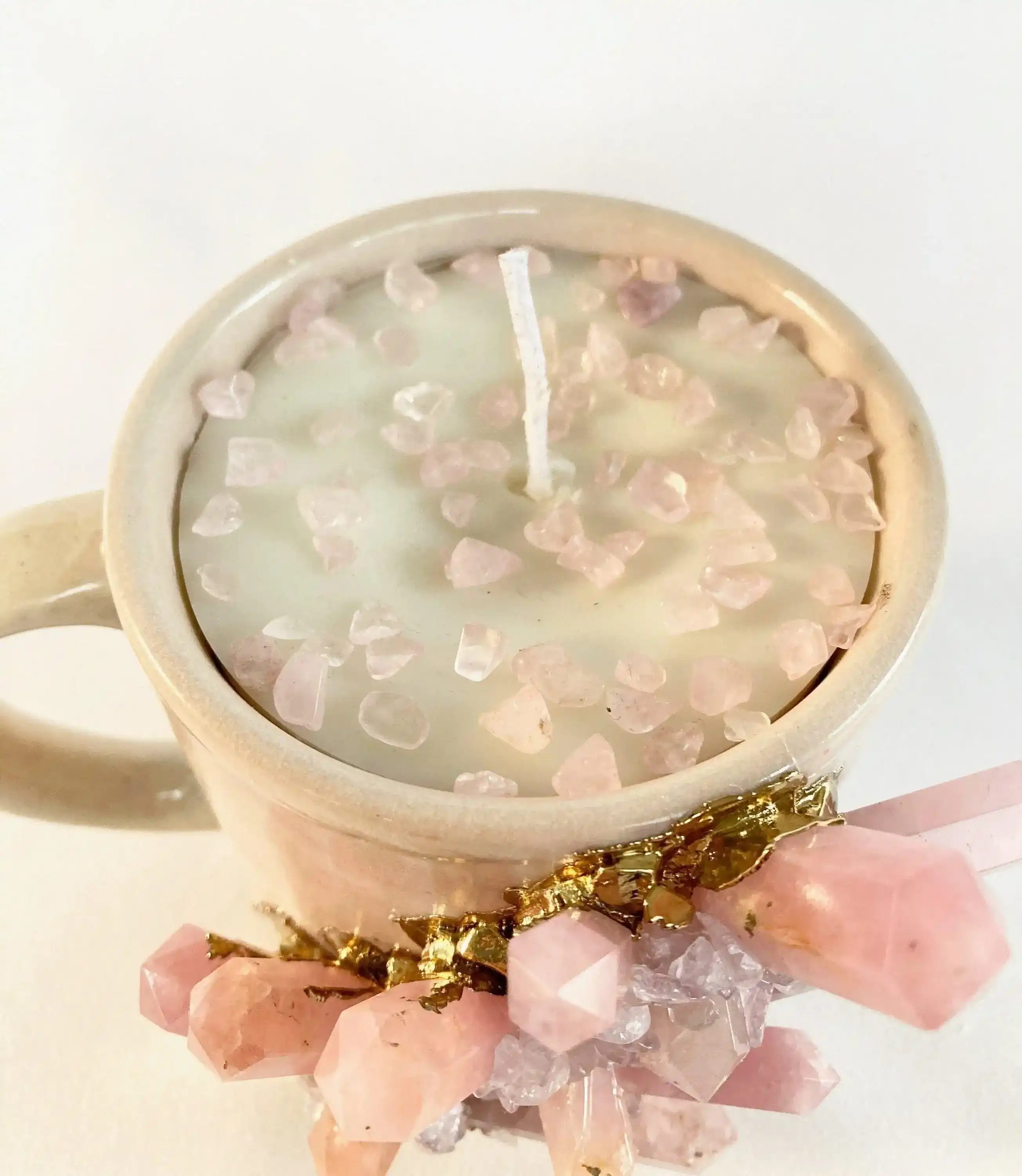 Pink Quartz Crystal Scented Soy Candles in Coffee Mug - Set of 2 - Image 4