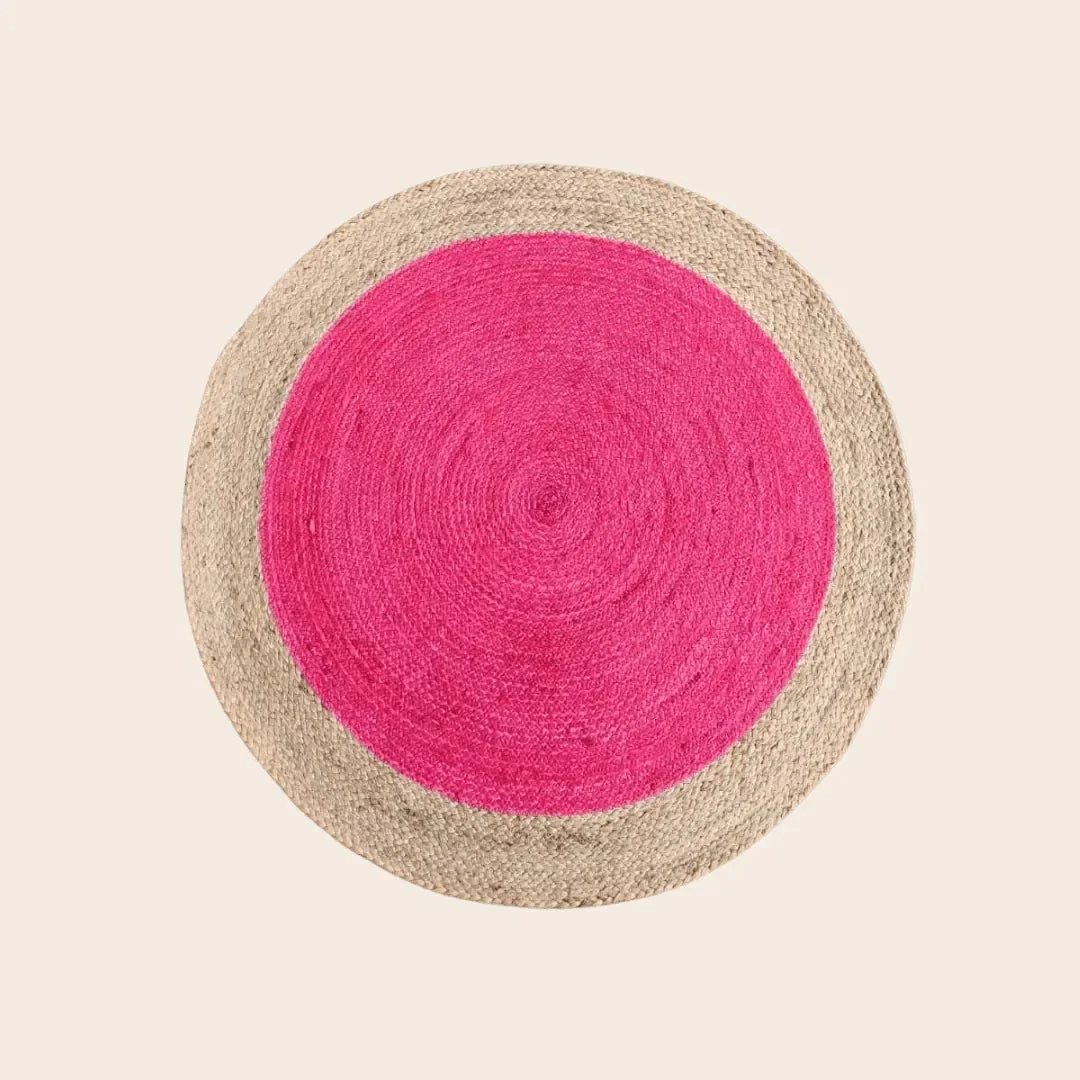 Pink Round Jute Rug