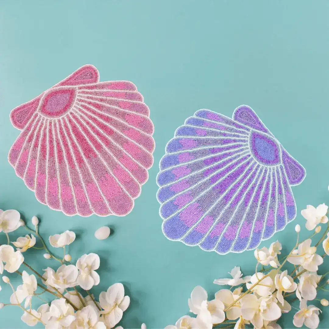 Pink Sea Shell Beaded Placemat - Set of 4 - Image 2