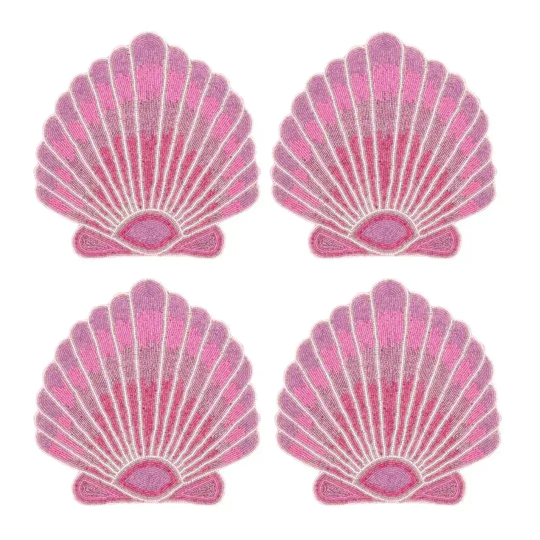 Pink Sea Shell Beaded Placemat - Set of 4 - Image 3