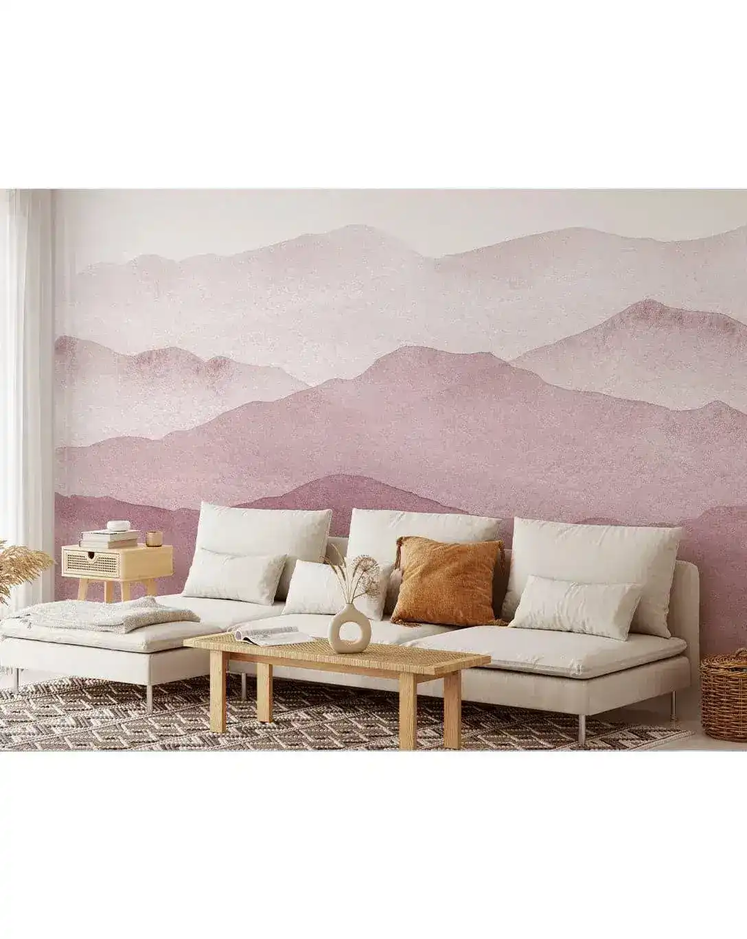 Pink Watercolor Abstract Mountains Mural - Image 7