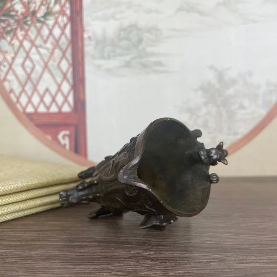 Pixiu Auspicious Beast Bronze Wine Vessel — Antique Reproduction - Image 6
