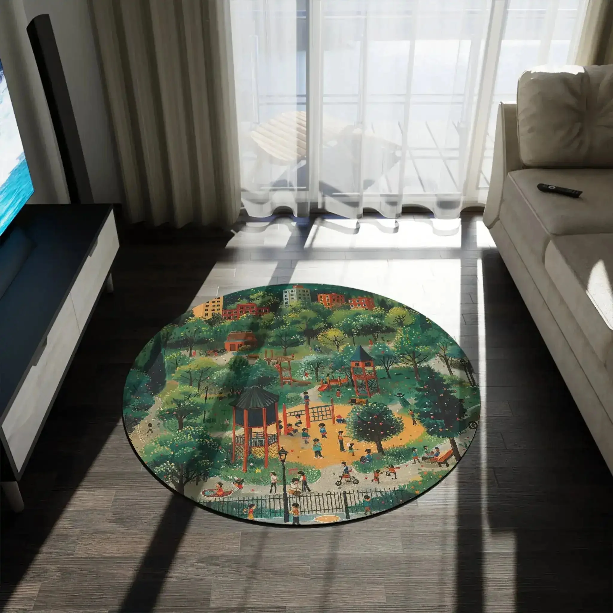Playful Park Scene Round Rug - Image 4