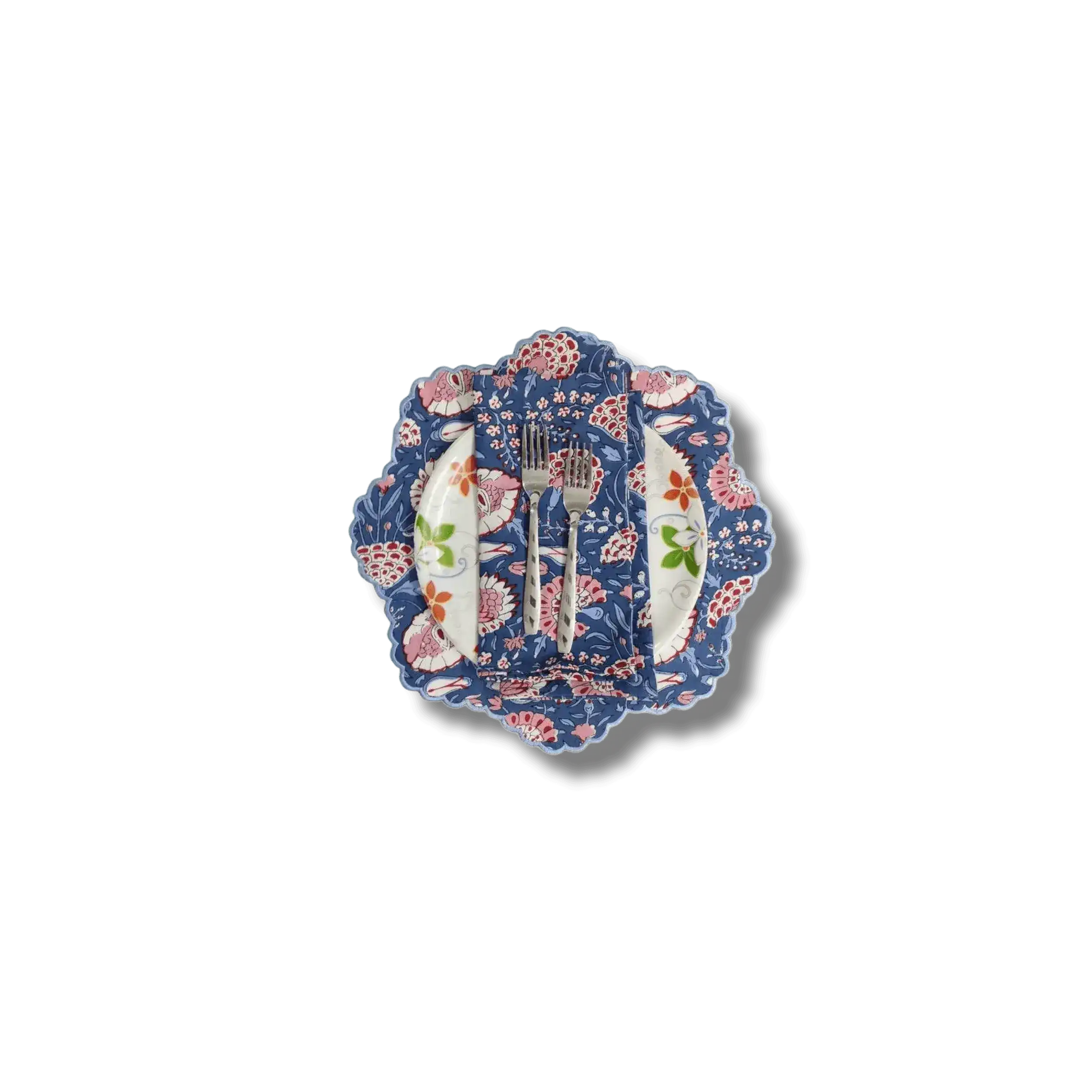 Pond of Flowers Block Printed Cotton Placemats and Napkins - Image 4