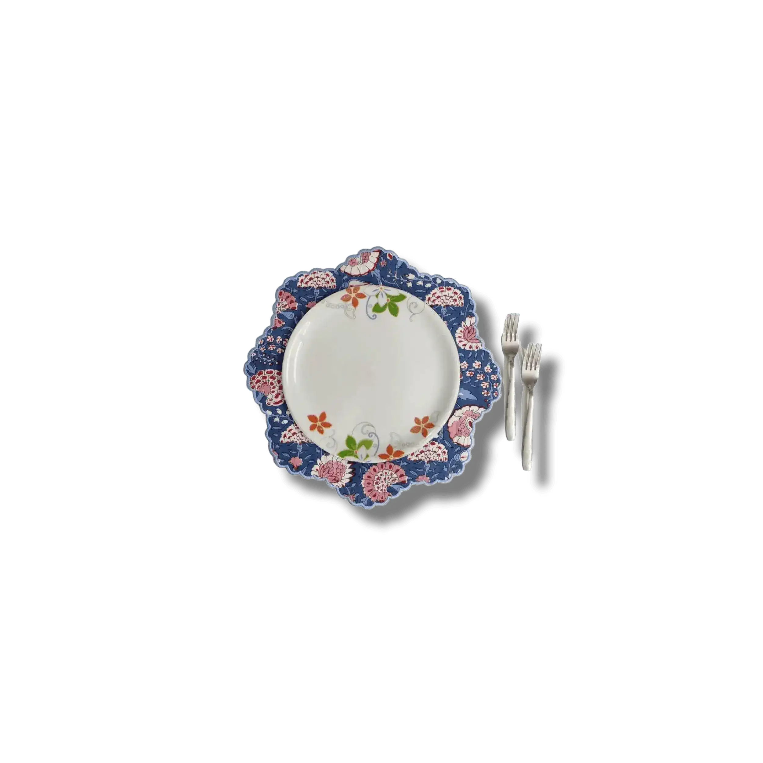 Pond of Flowers Block Printed Cotton Placemats and Napkins - Image 7