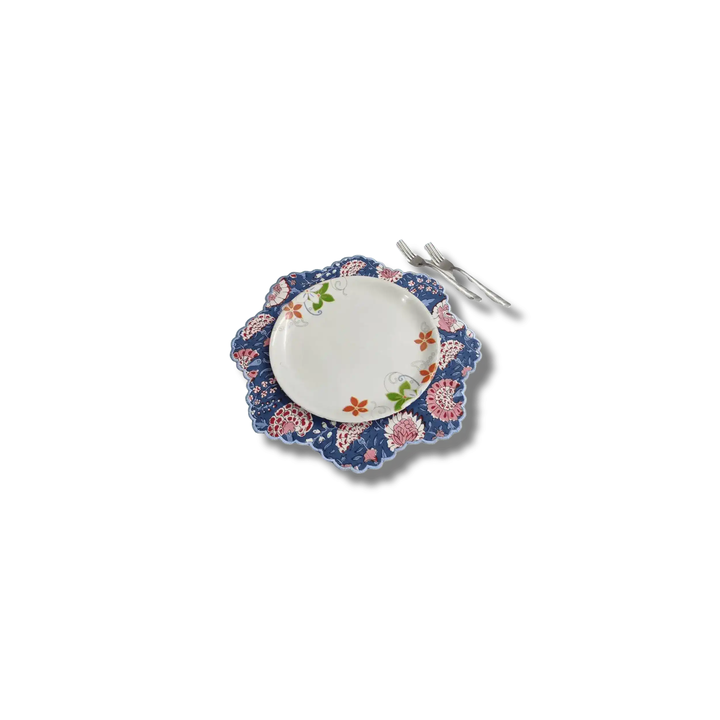 Pond of Flowers Block Printed Cotton Placemats and Napkins - Image 9