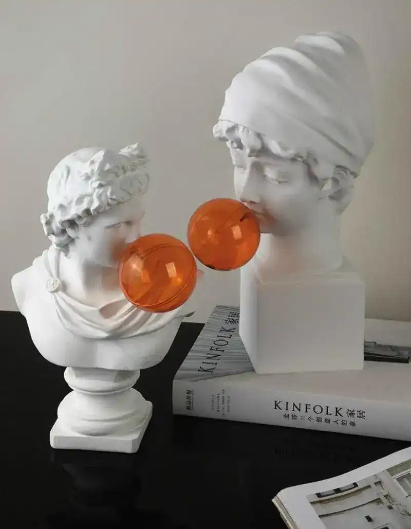 Pop Art Greek God Bust with Orange Balloon - Image 6