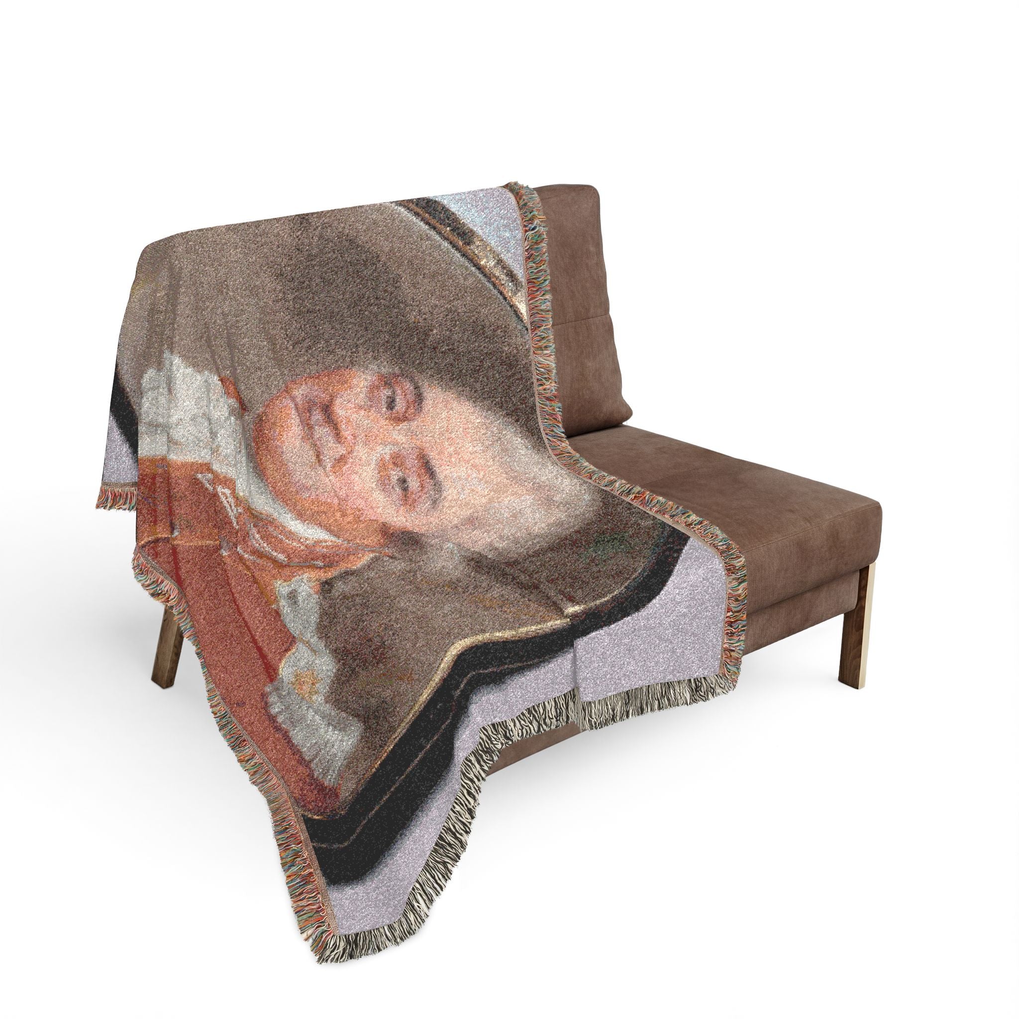 Portrait of Lieutenant General Daniel Burr Woven Throw Blanket - Image 5