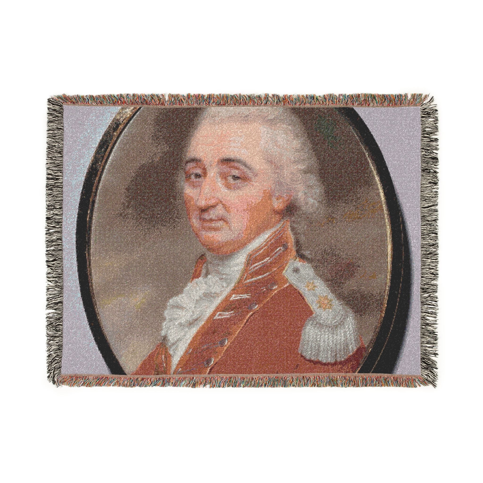 Portrait of Lieutenant General Daniel Burr Woven Throw Blanket - Image 6