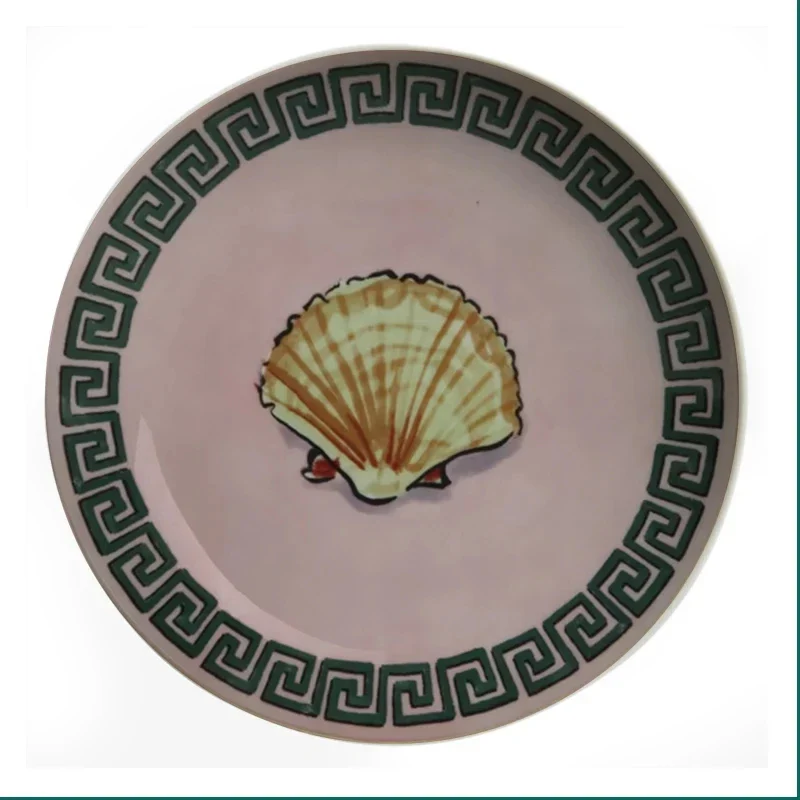 Poseidon's Journey Pink Scallop Shell Decorative Ceramic Plate